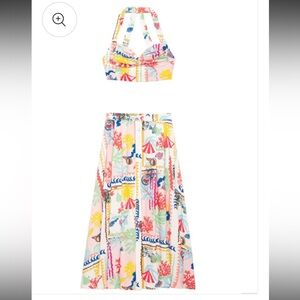 Zara high waist patchwork skirt and Halter Top set NWOT size M